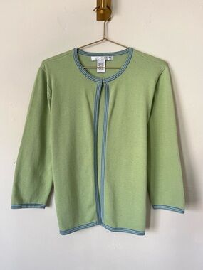 Geoffrey Beene Light Green Cottagecore pastel Cardigan 100%cotton spring size L